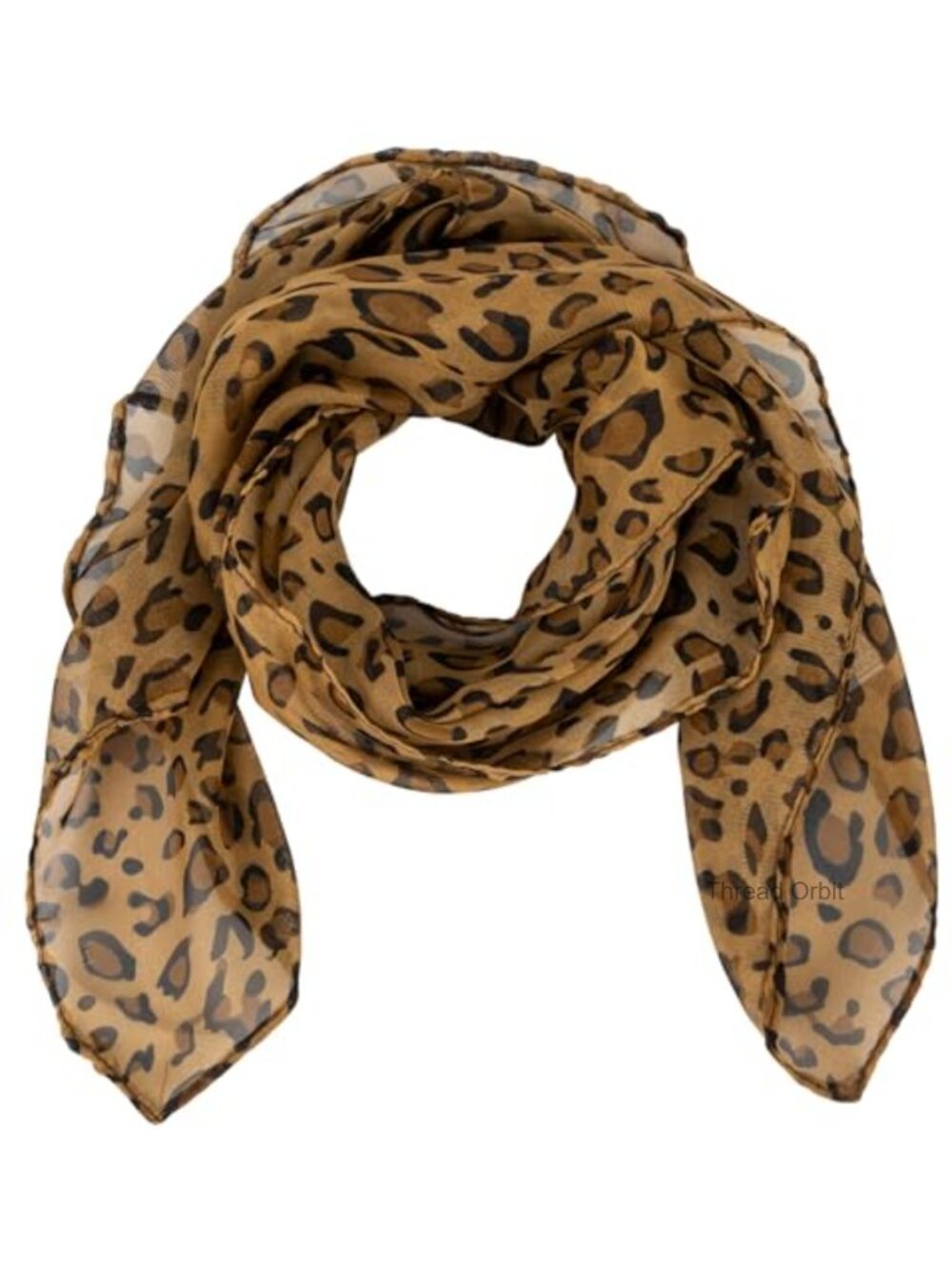 Lightweight Chiffon Leopard Print Scarf Square 25.6" Women Elegant Cheetah Neck